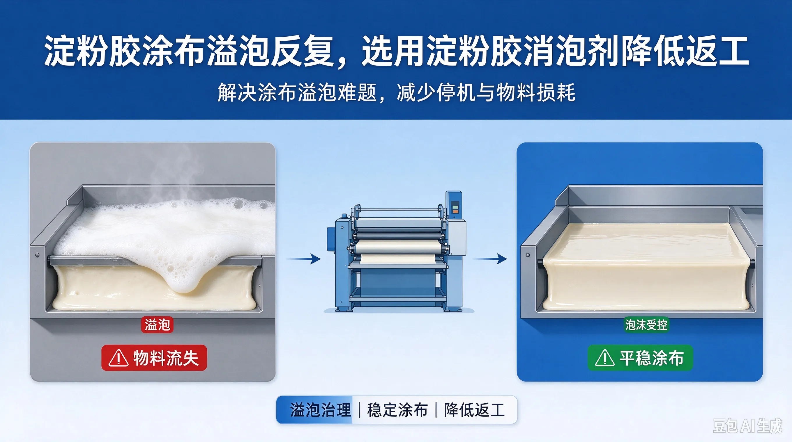 淀粉胶涂布溢泡反复,选用淀粉胶消泡剂降低返工