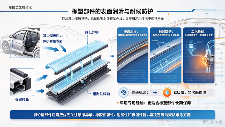 汽车行业用硅油_耐候抗氧化_车门密封条润滑_天窗滑轨降噪_中科鸿泰